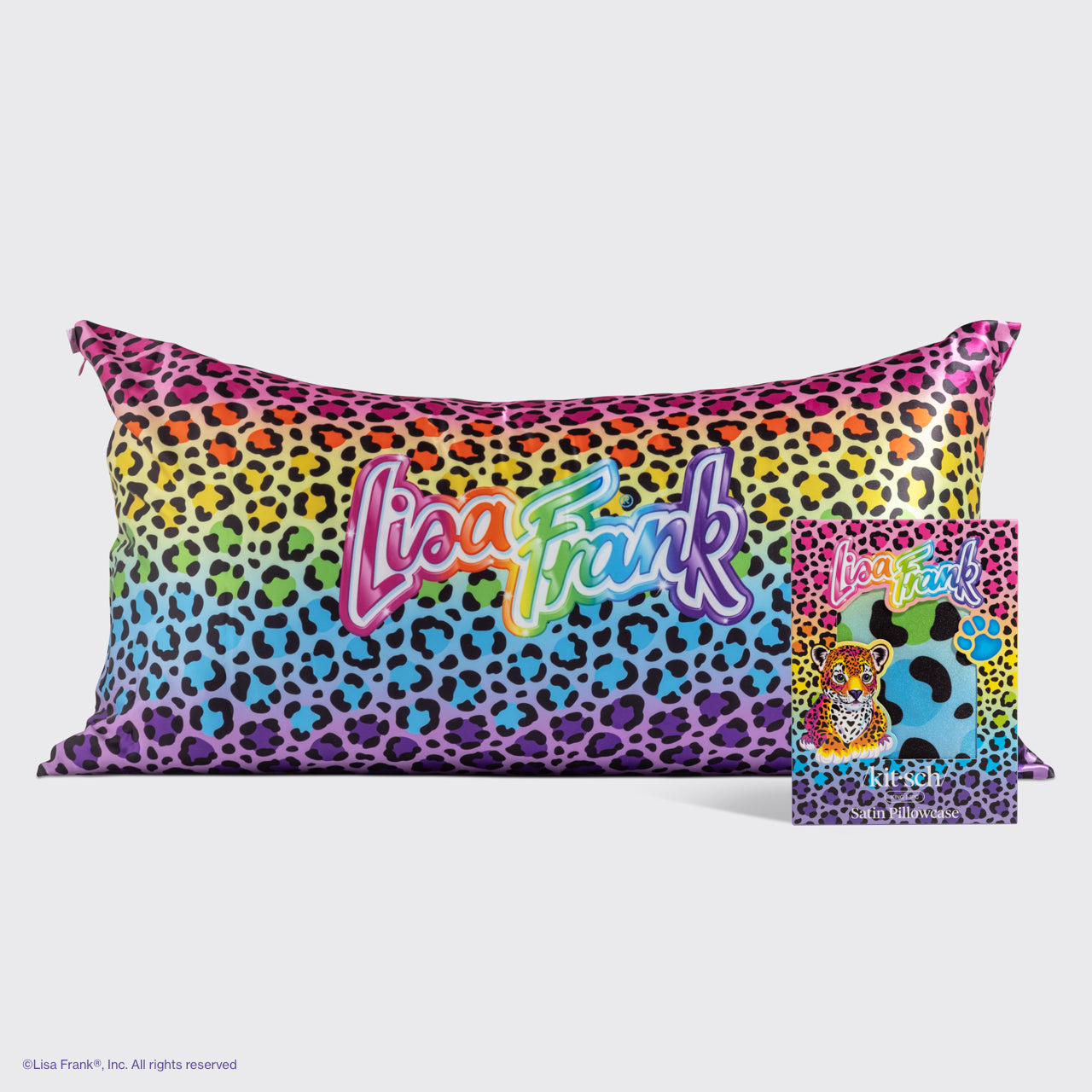 Lisa Frank x Kitsch King Satin Pillowcase in Rainbow Leopard - King