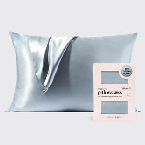 Satin Pillowcase in Haze Blue 2 Pack Bundle