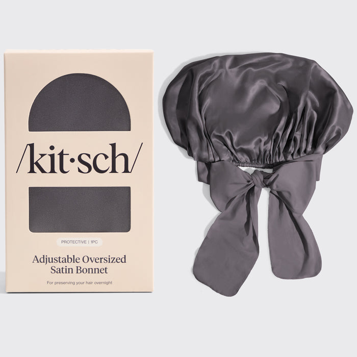 Charcoal Oversized Satin Bonnet