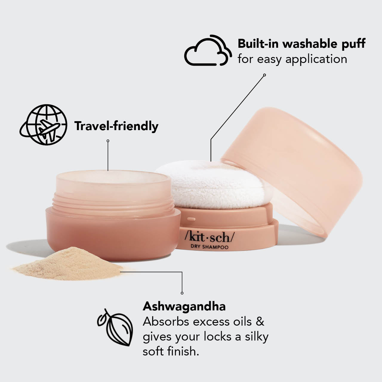 Light Volumizing Rice Protein Dry Shampoo with Puff